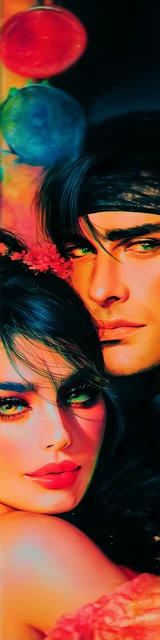 Free dark romance bookmark featuring striking orange-toned faces